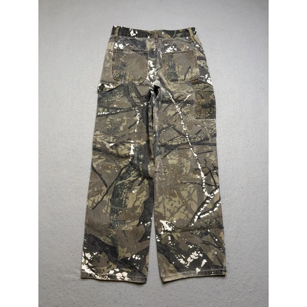 RSQ Carpenter Pants Kids Size 14 Camo Straight Leg Y2K Paint Splatter Utility
